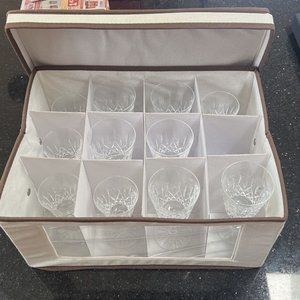 12 Glass Waterford Crystal Lismore 1952 Glassware Set with Carry Case